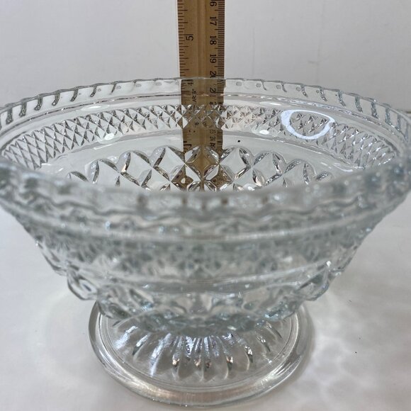 Anchor Hocking Wexford Crystal Pedestal Candy Bowl Dish With Lid Vintage - Picture 11 of 11
